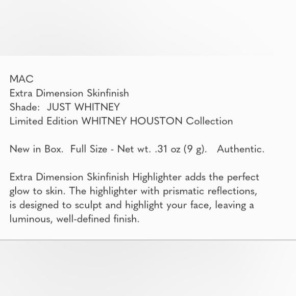 MAC Extra Dimension Skinfinish Highlighter JUST WHITNEY HOUSTON Powder New inBox - Picture 8 of 9